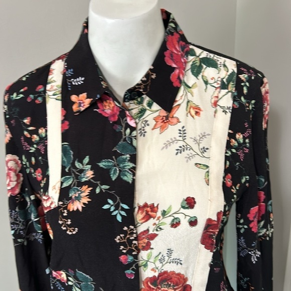 MAJE Shirt Printed Women's Ciller Two Tone Floral Print Top Sz 1 US Small - Picture 5 of 14